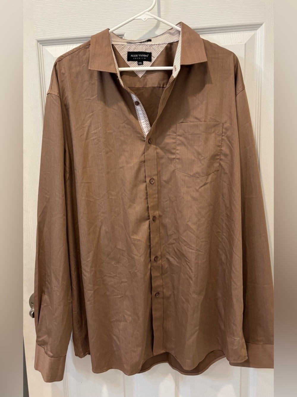 Alex Vando Premium Easy Care Brown Button-Up Dress Shirt